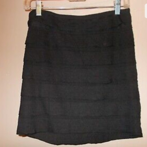 💜3/$30 Max Studio Large Straight Short Knit Black Skirt Layers Elastic Waist - Picture 4 of 6